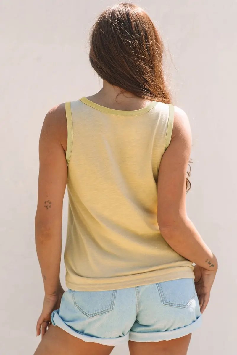 Tan Metallic Sheen Edge Scoop Neck Tank Top - Love Salve